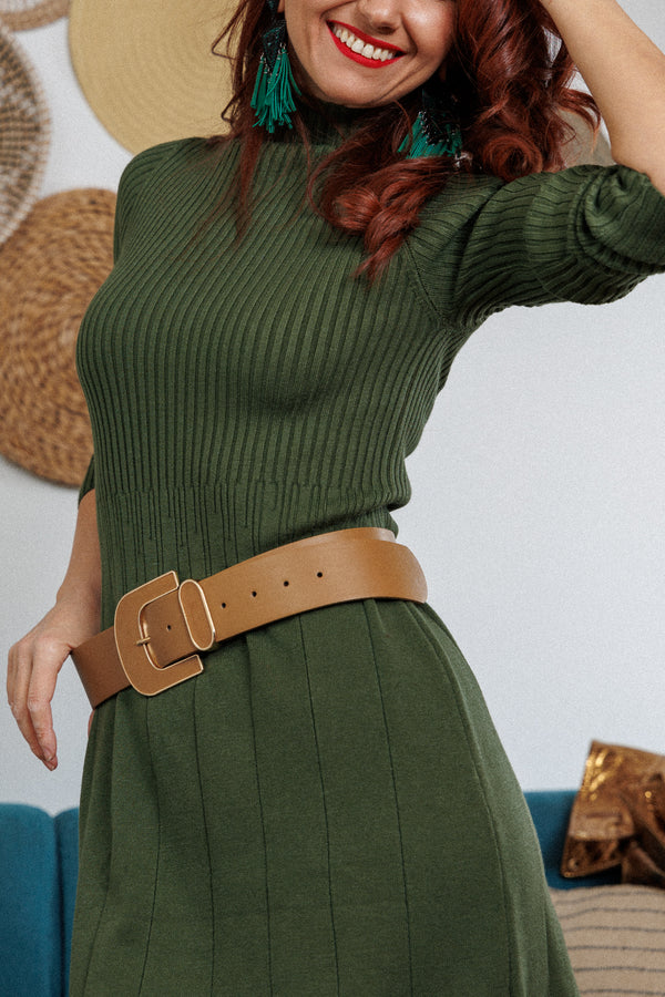 Cappuccino wide leather belt