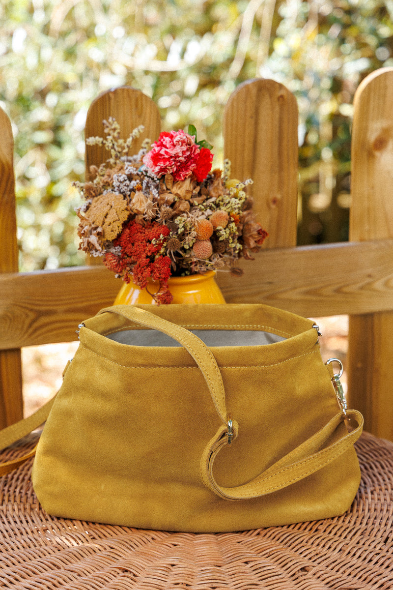 Suede bag Tuscany Yellow