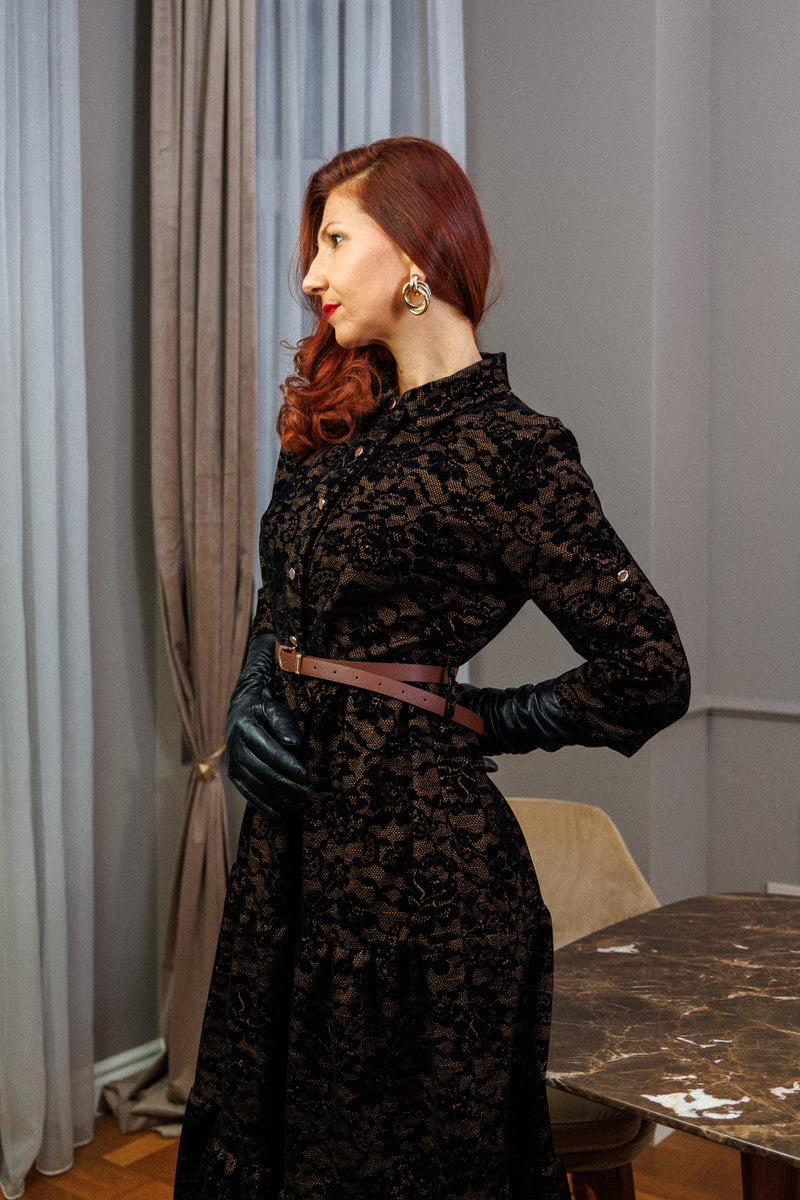 Rochie de flori neagra