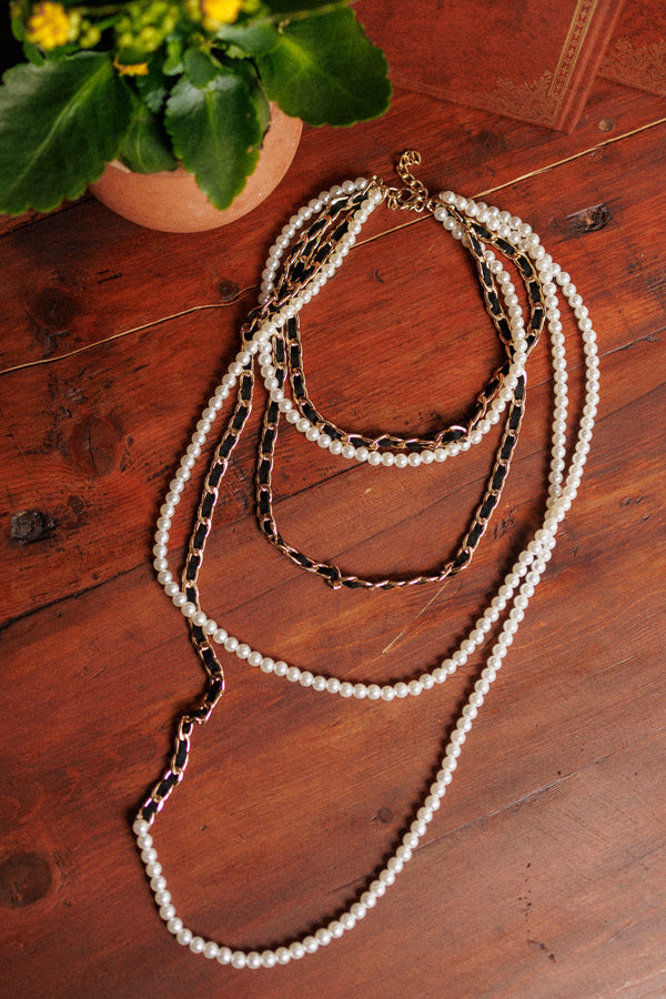 Black Gold Pearls Necklace