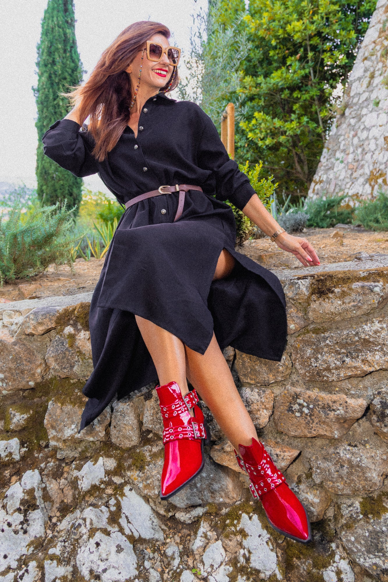 Hot Red patent leather boots