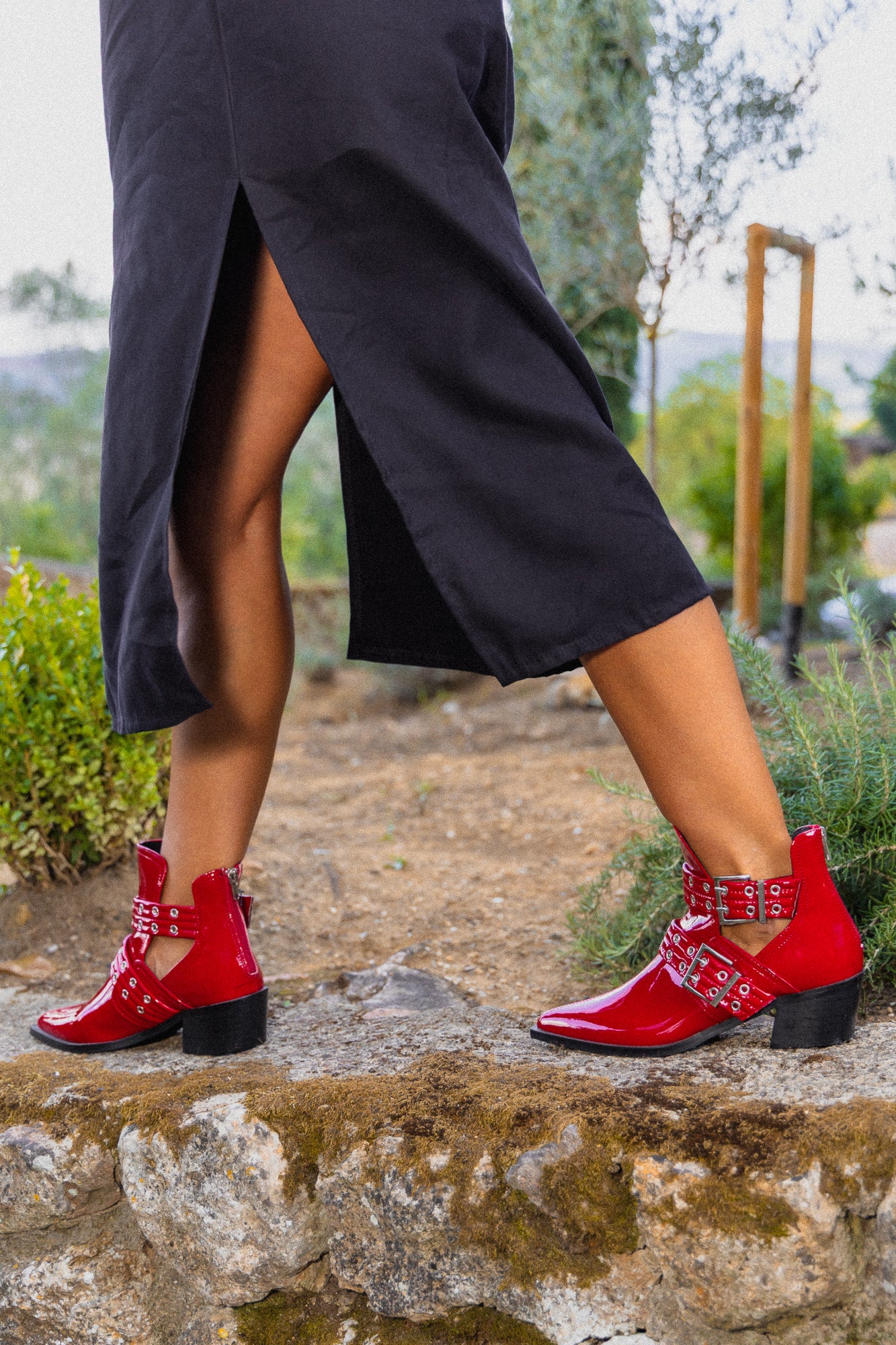 Hot Red patent leather boots