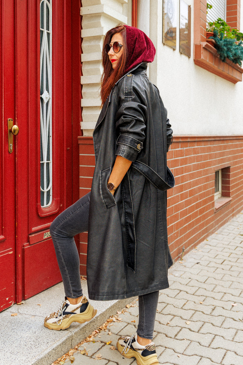 Premium Leather Trench Coat