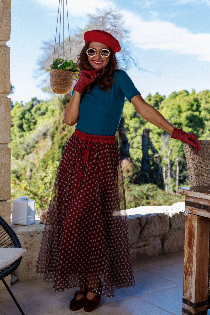 The gorgeous polka dot skirt!