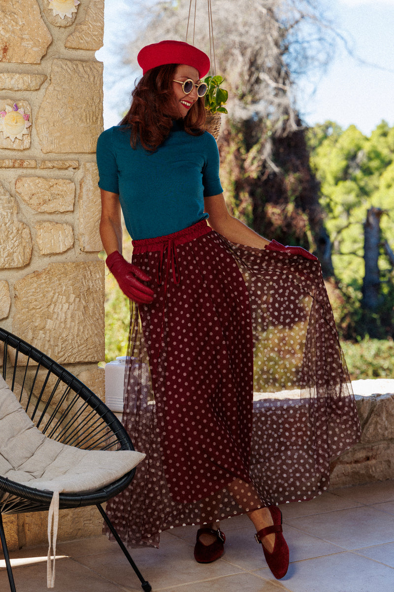 The gorgeous polka dot skirt!