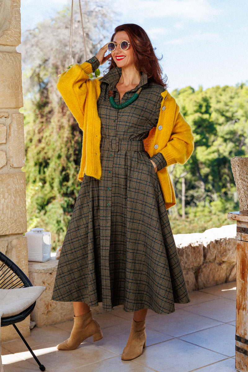 The dress in a wonderful plaid!