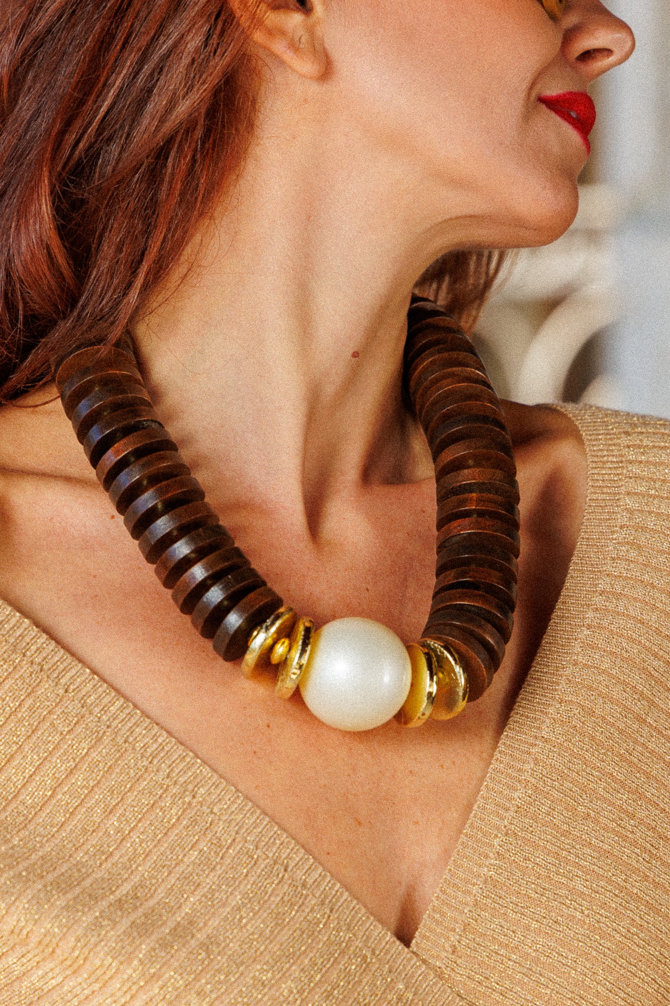 Necklace with pearl ball accent