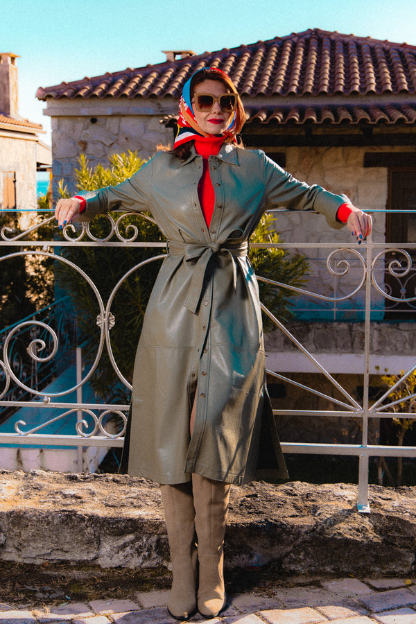 Premium Leather Dress-Trench Coat