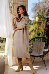 Beige dress with polo collar!