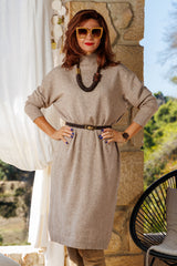 Beige dress with polo collar!