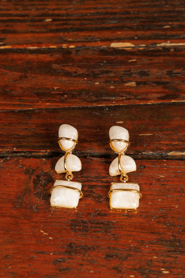 Three-piece earrings Golden White