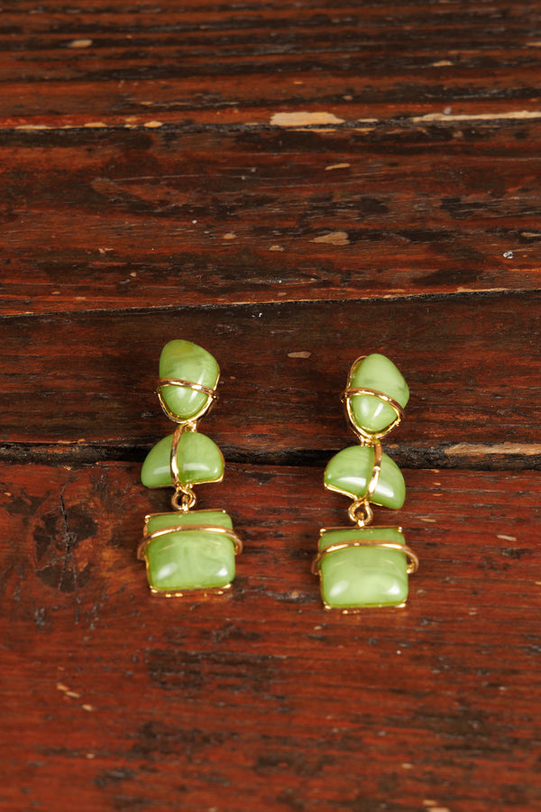 Three-piece earrings Golden Green