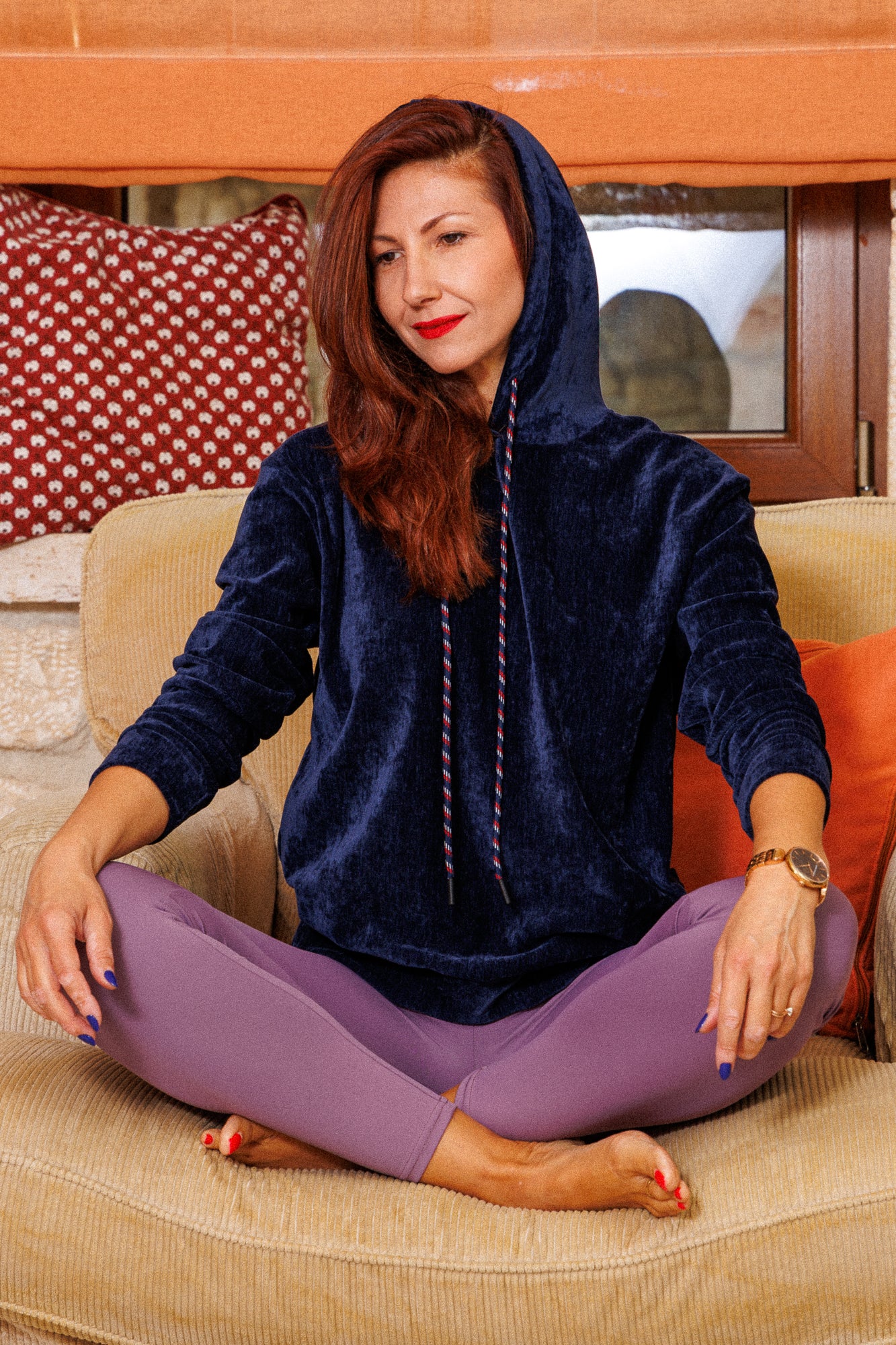 The velvet indigo sweatshirt!