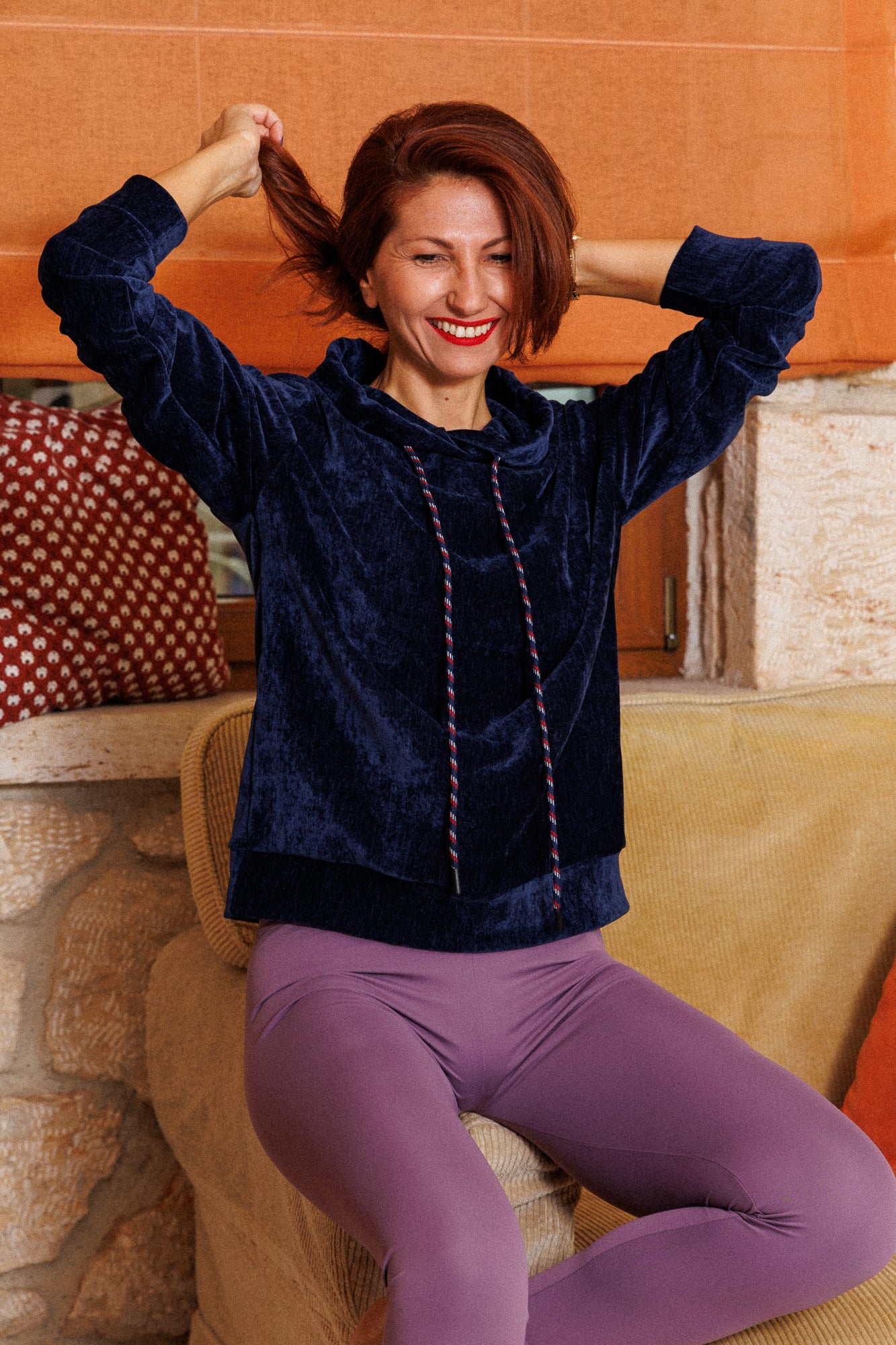 The velvet indigo sweatshirt!