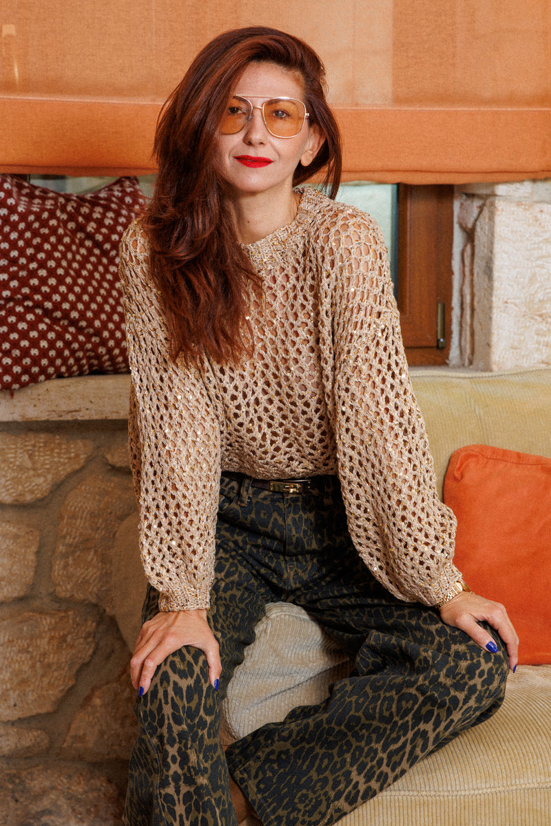 Bluză aurie din tricot gros!