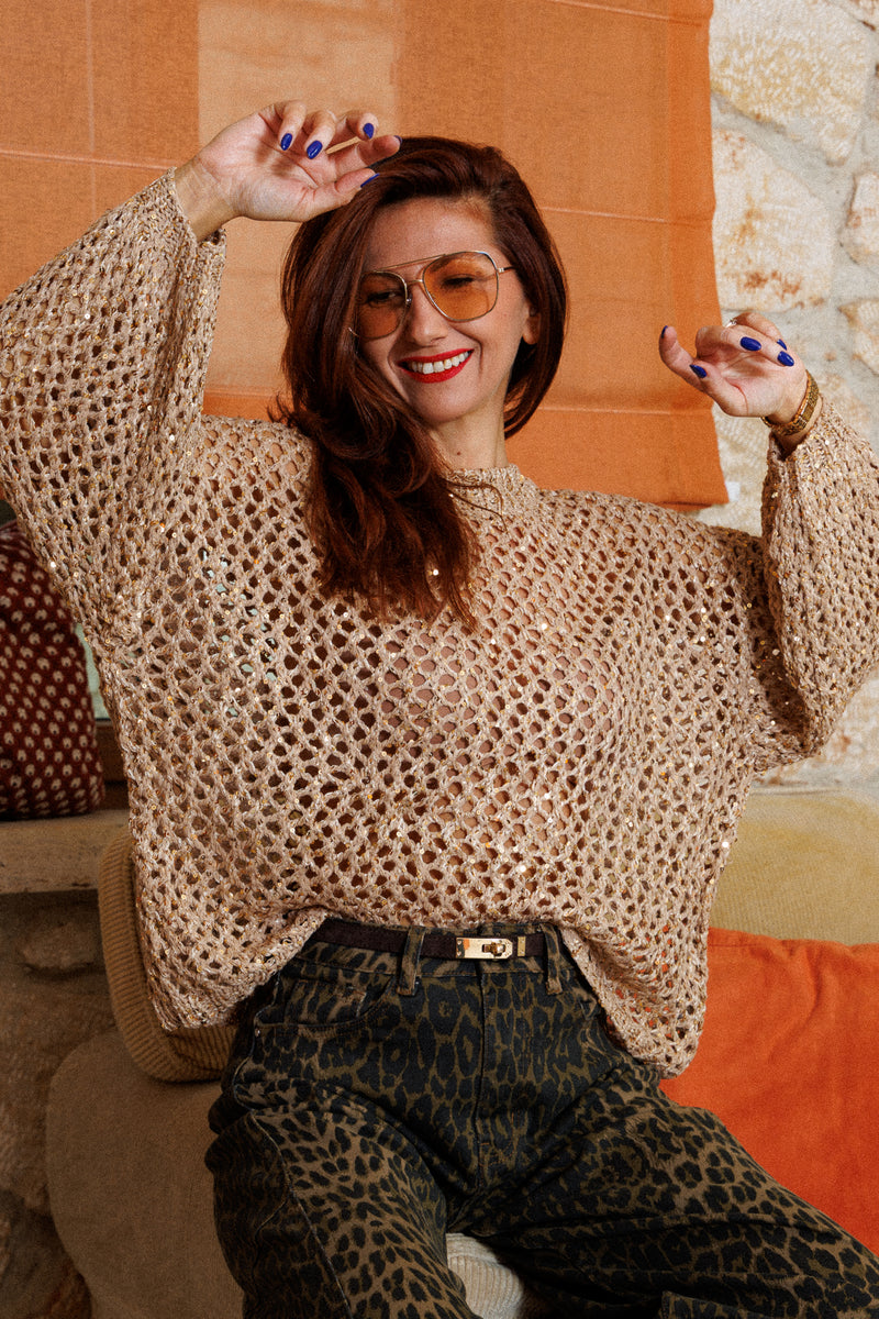 Bluză aurie din tricot gros!