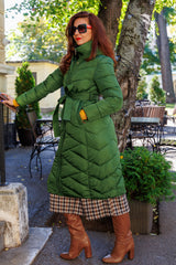 Geacă lungă de iarnă, verde plăcut!