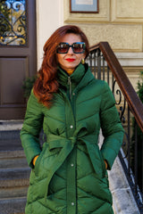 Geacă lungă de iarnă, verde plăcut!