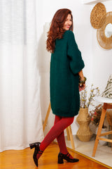 Плетената рокля в красив боровозелен цвят!