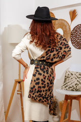 Eșarfă de iarnă cu imprimeu de leopard!