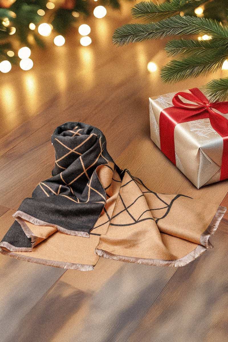 Eșarfă de iarnă cu imprimeu cappuccino!