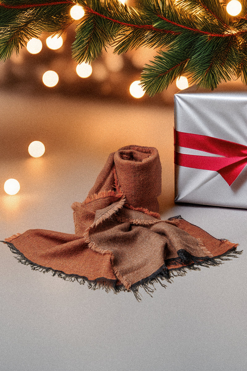 Eșarfă de iarnă portocalie-ciocolată!