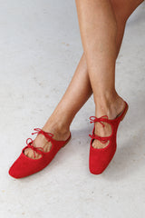 Mules cu sireturi Hot Red