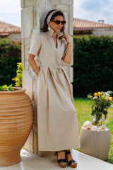 The beautiful dress with a scarf
