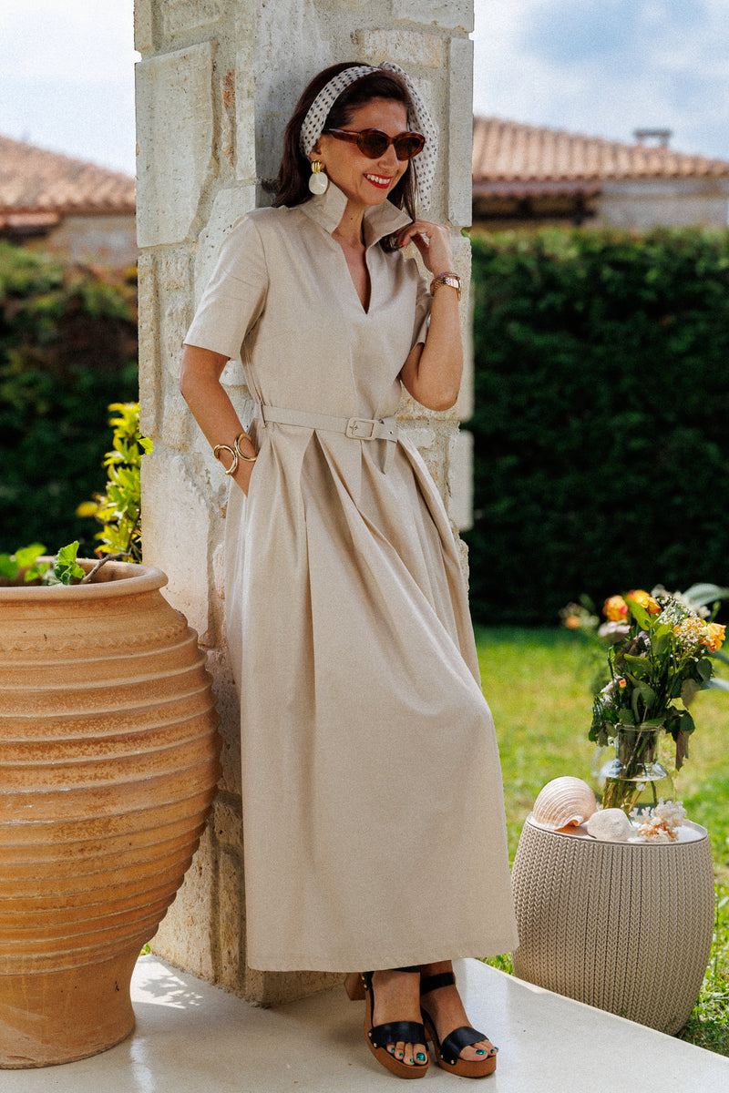 The beautiful dress with a scarf