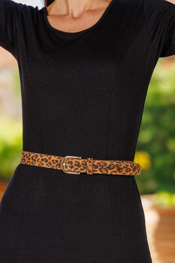 Animal Print Leather Belt